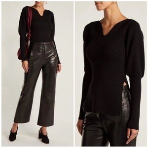Khaite Selena Ribbed Merino Wool Sweater Black